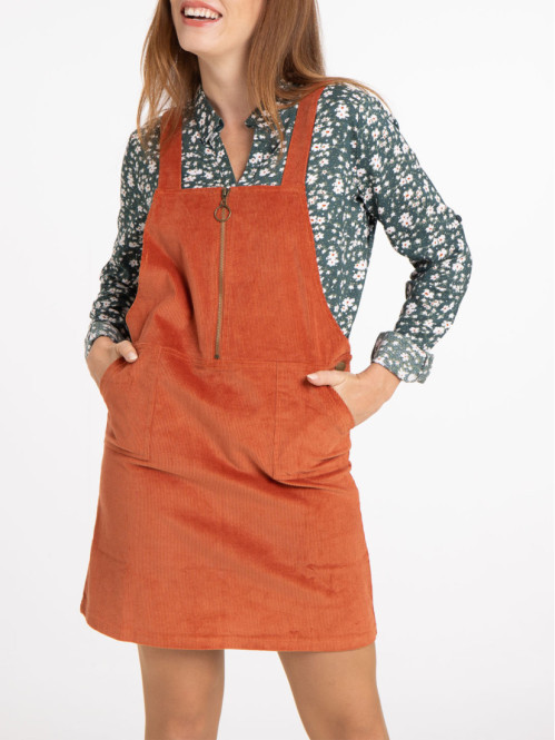 Robe salopette velours femme