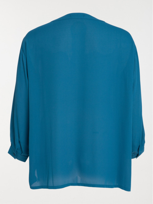 Blouse bleu paon grande...