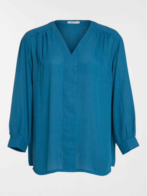 Blouse bleu paon grande...