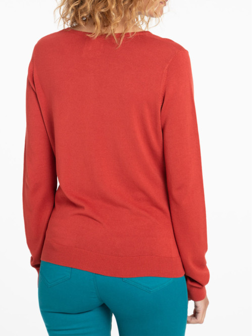 Gilet coloris rouille femme