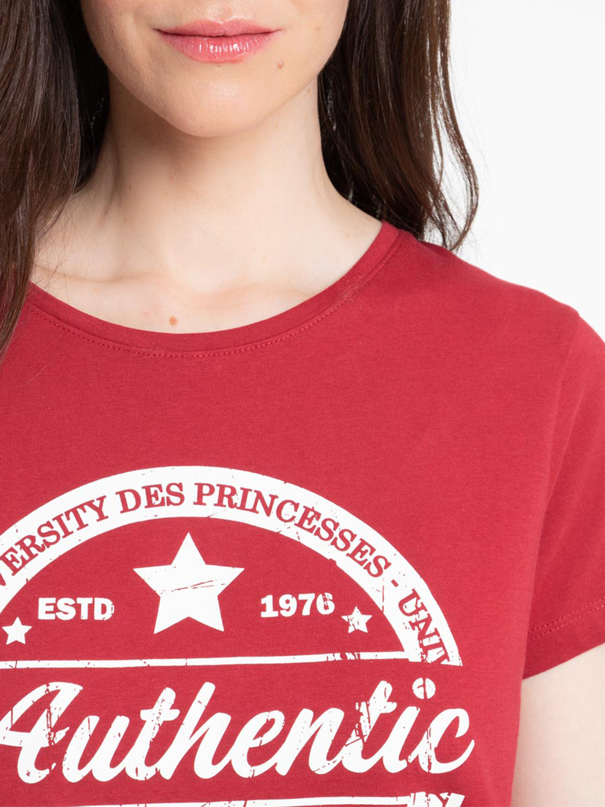 T-shirt bordeaux imprimé femme