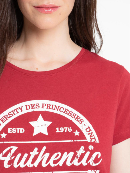 T-shirt bordeaux imprimé femme