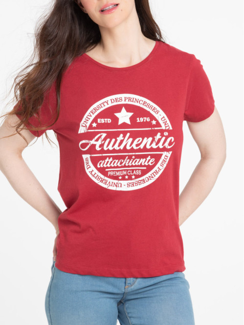 T-shirt bordeaux imprimé femme