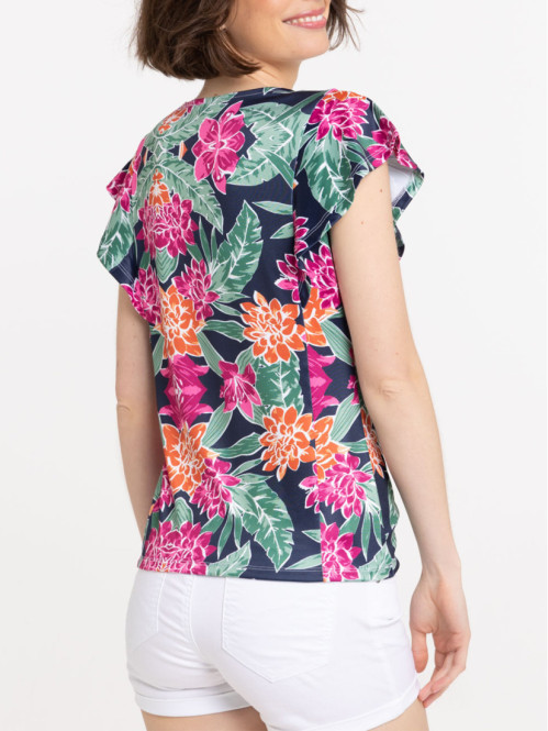 T-shirt fleuri manches...