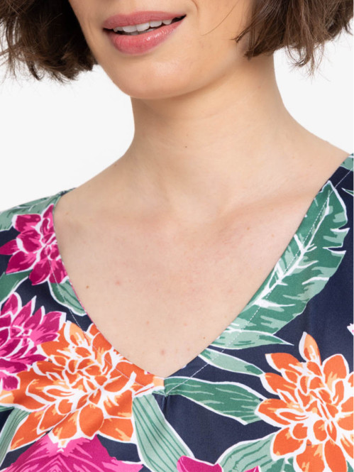 T-shirt fleuri manches...