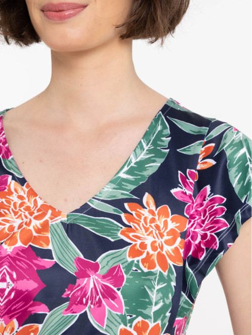 T-shirt fleuri manches...