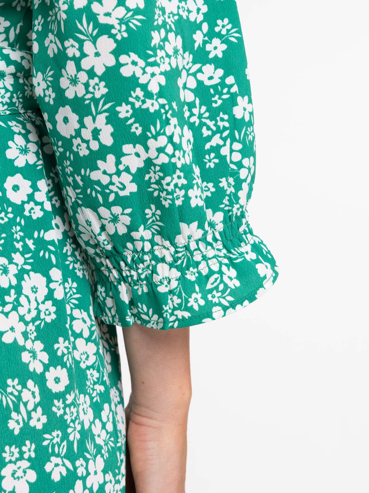 Robe vert bosphore imprimé fleuri femme