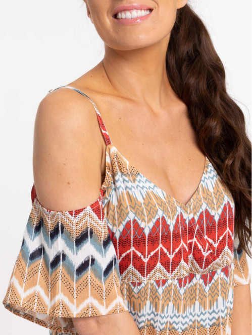 Robe imprimée col V femme