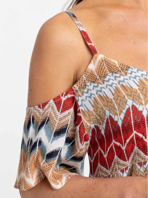 Robe imprimée col V femme