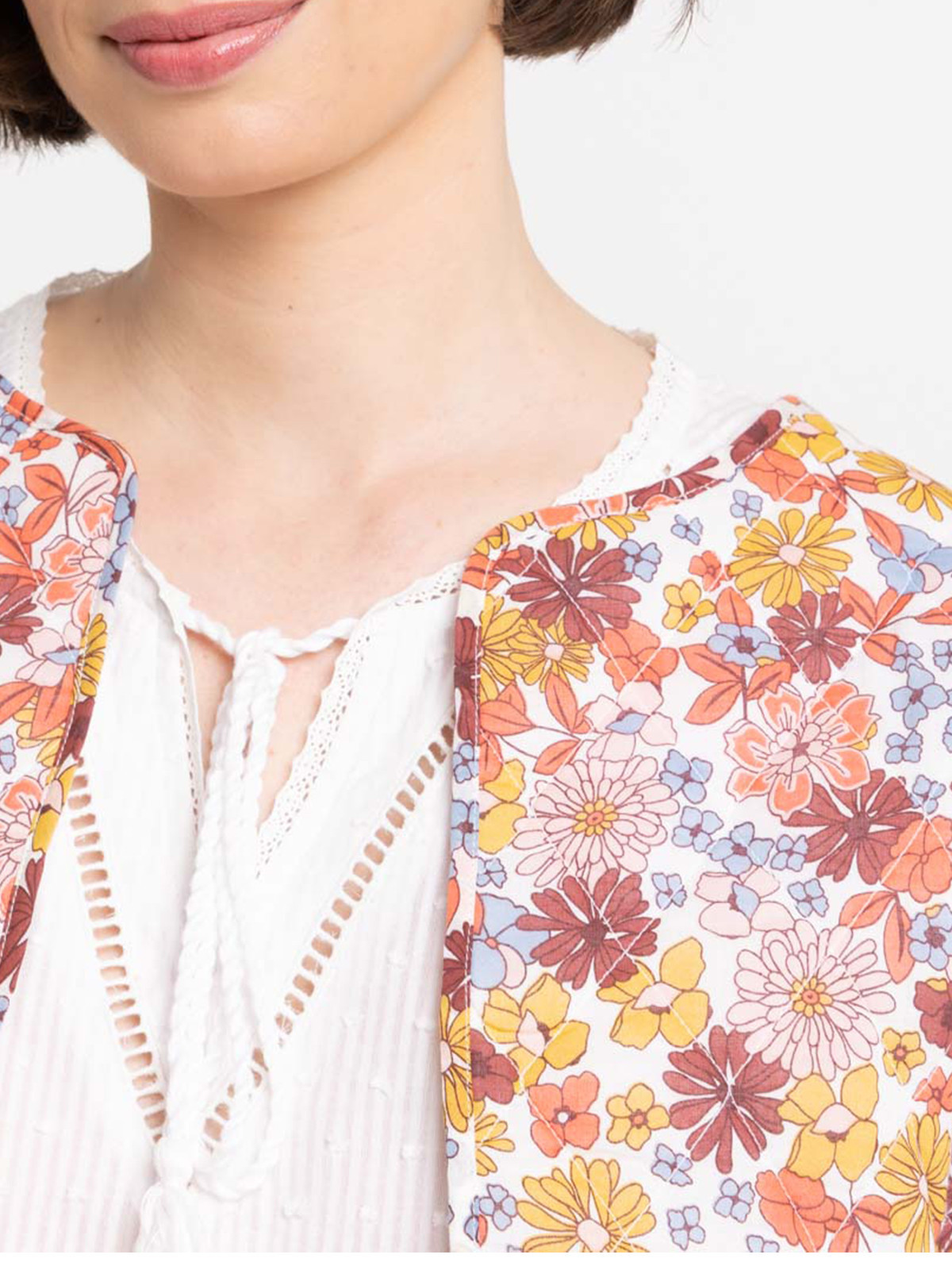 Veste teddy matelassé fleuri femme Veste teddy matelassé fleuri femme