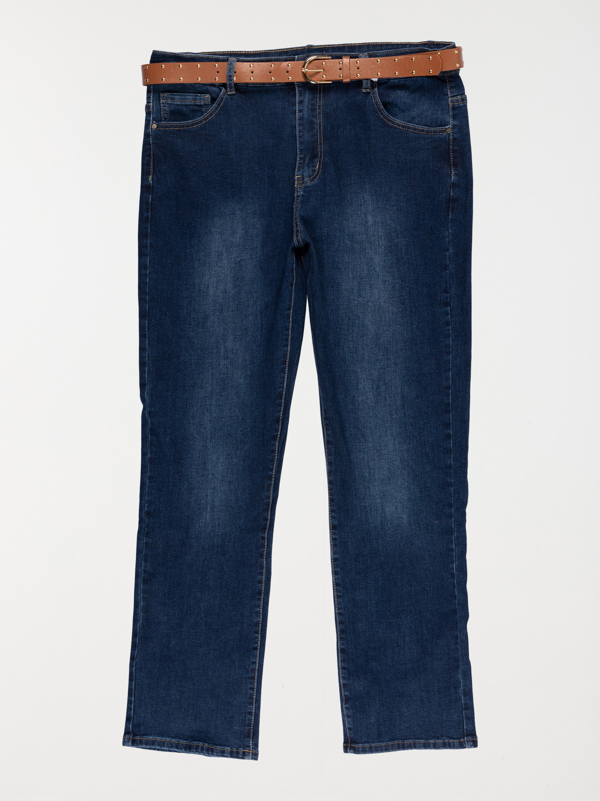 Jean droit ceinture grande taille femme