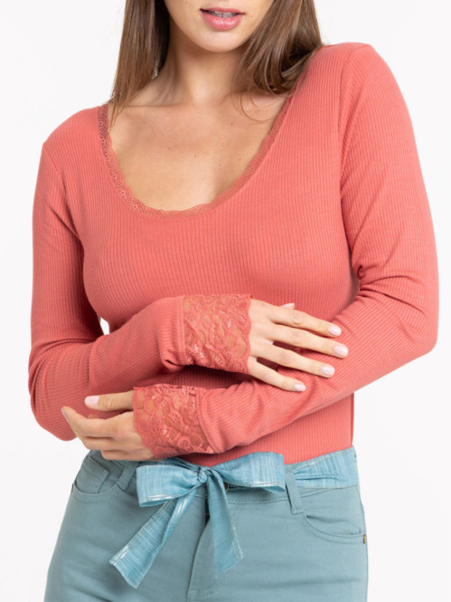 Tee-shirt orange minéral femme