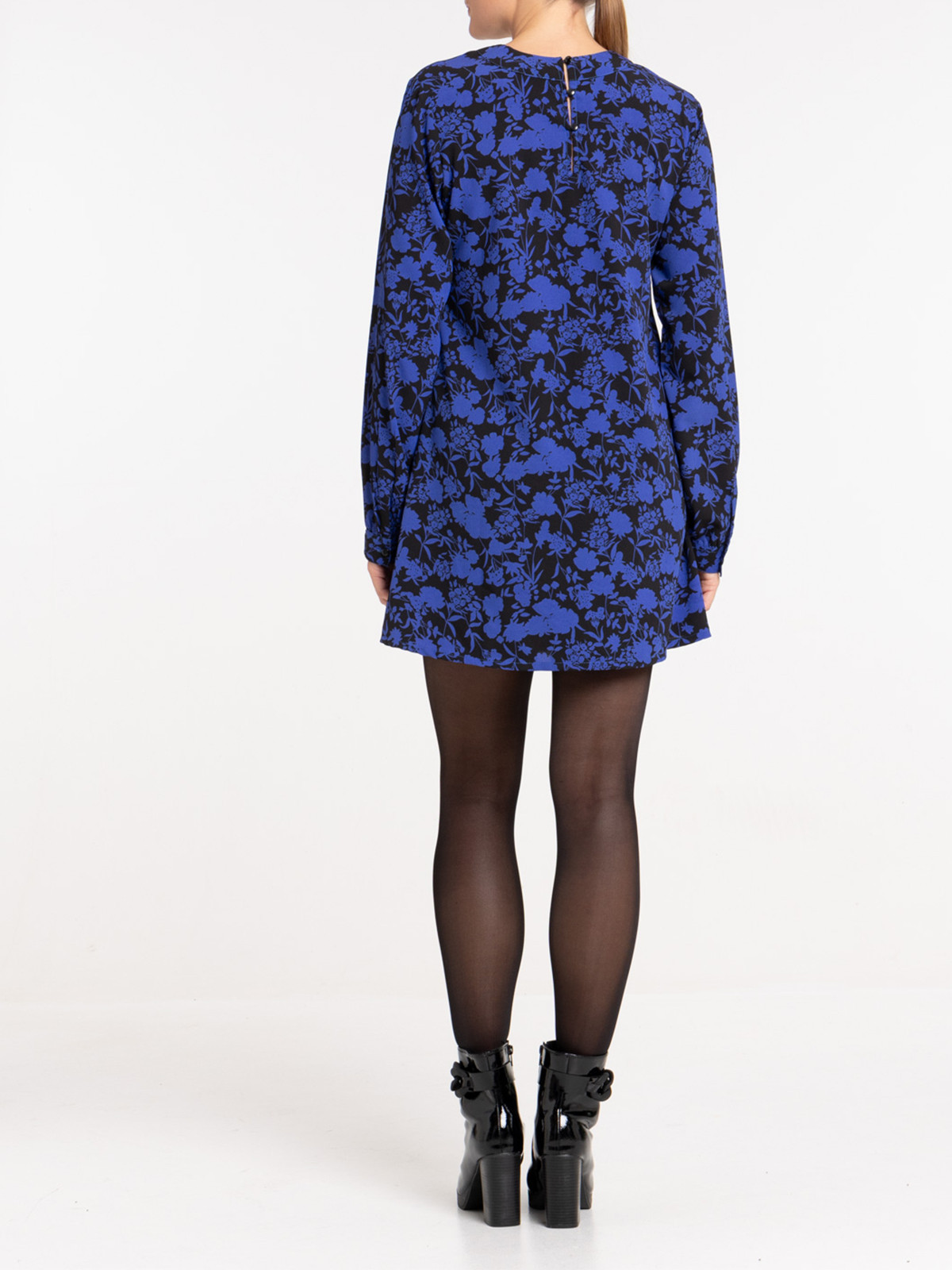 Robe fleurie bleu électrique femme