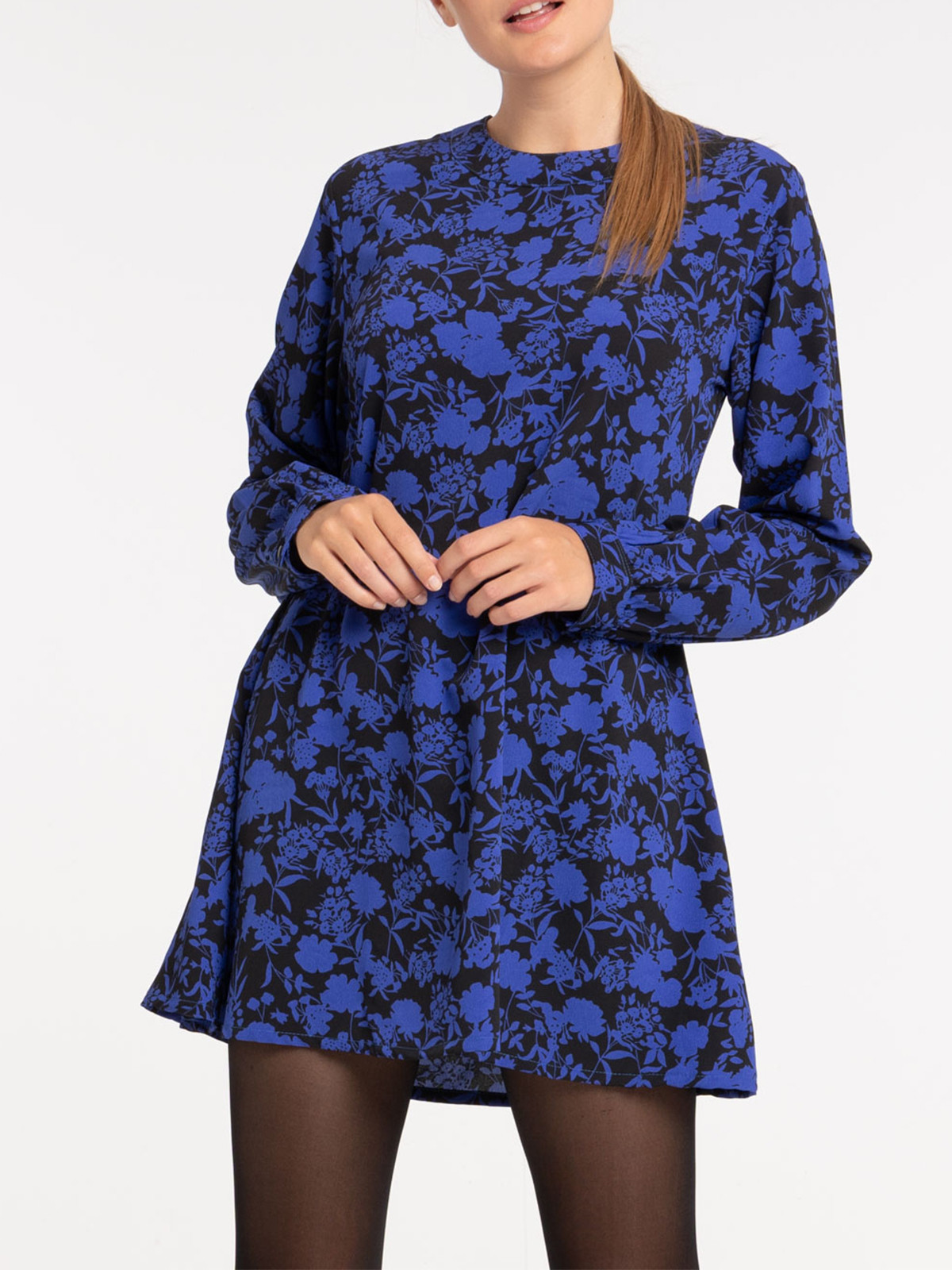 Robe fleurie bleu électrique femme