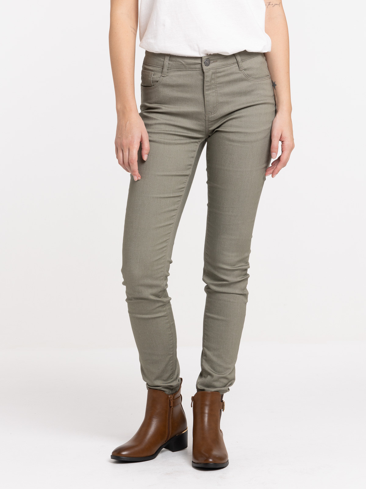 Pantalon skinny tilleul femme