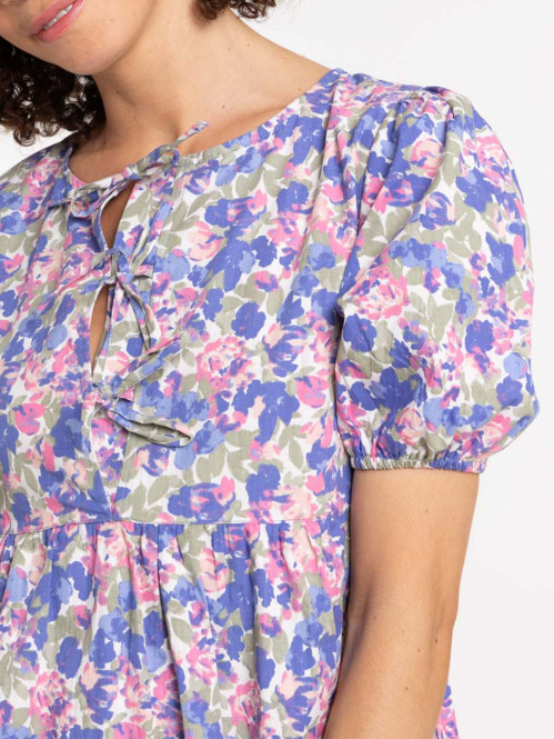 Robe fleurie noeuds femme