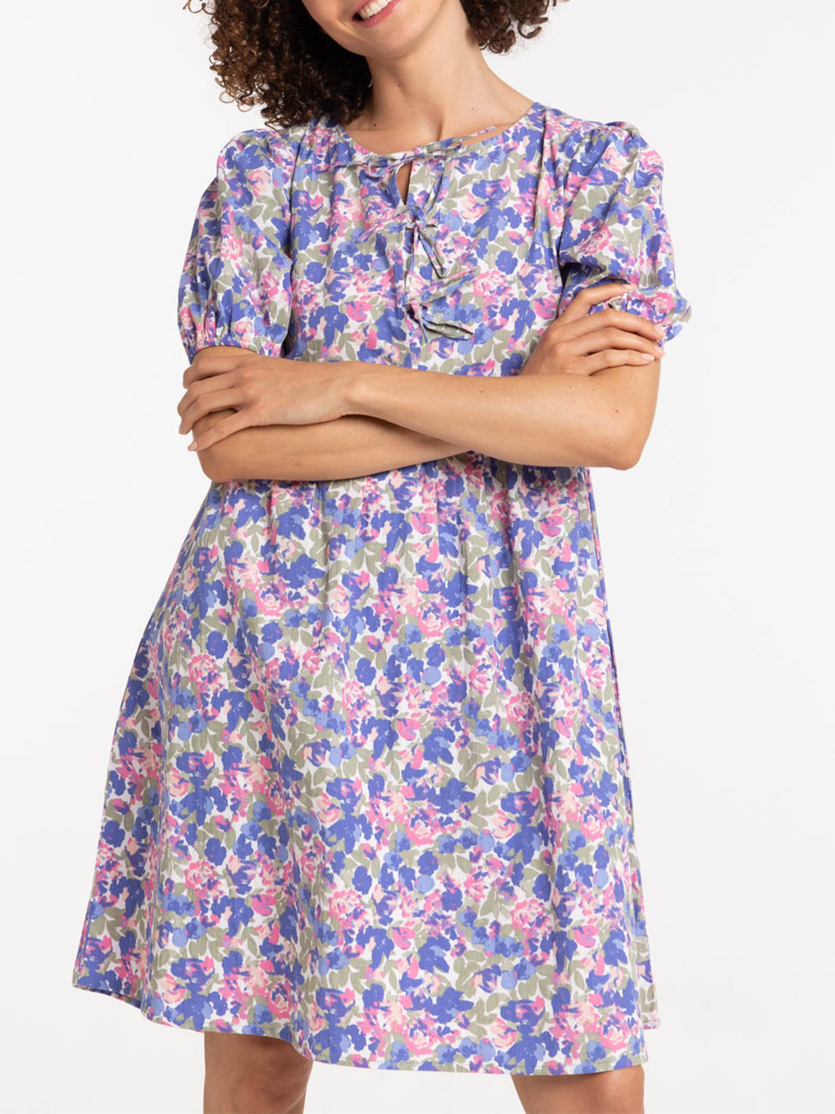 Robe fleurie noeuds femme