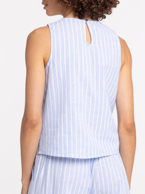 Top rayé coton et lin femme