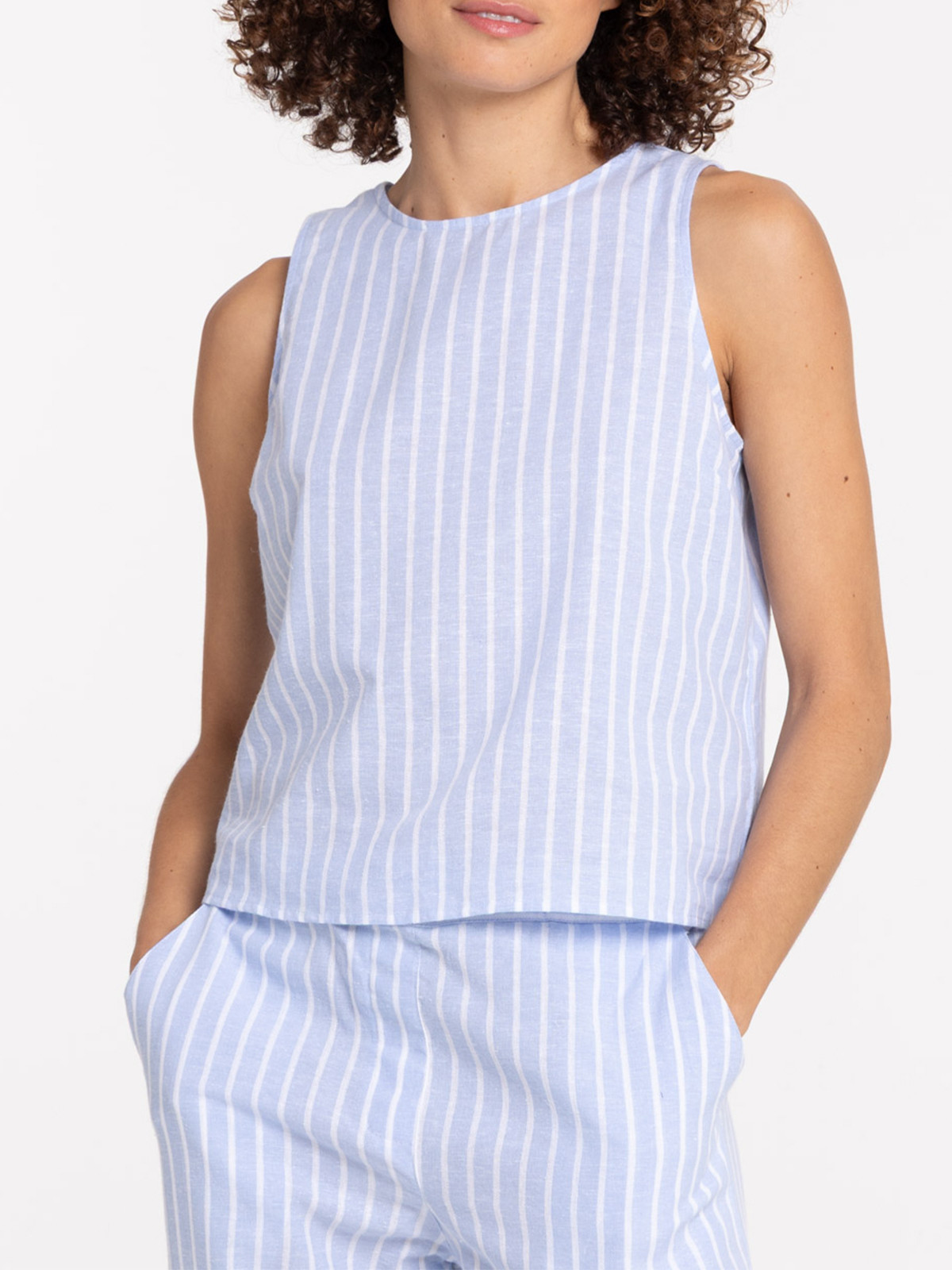 Top rayé coton et lin femme