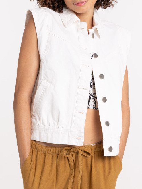 Veste sans manches écru femme
