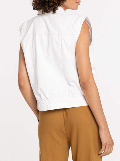 Veste sans manches écru femme