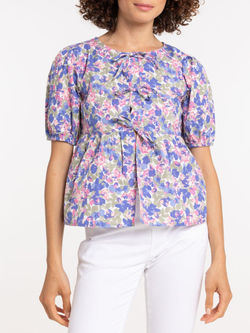 Blouse nouée fleurie femme