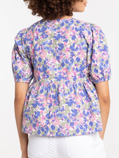 Blouse nouée fleurie femme