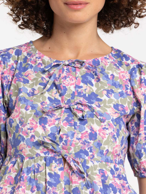 Blouse nouée fleurie femme