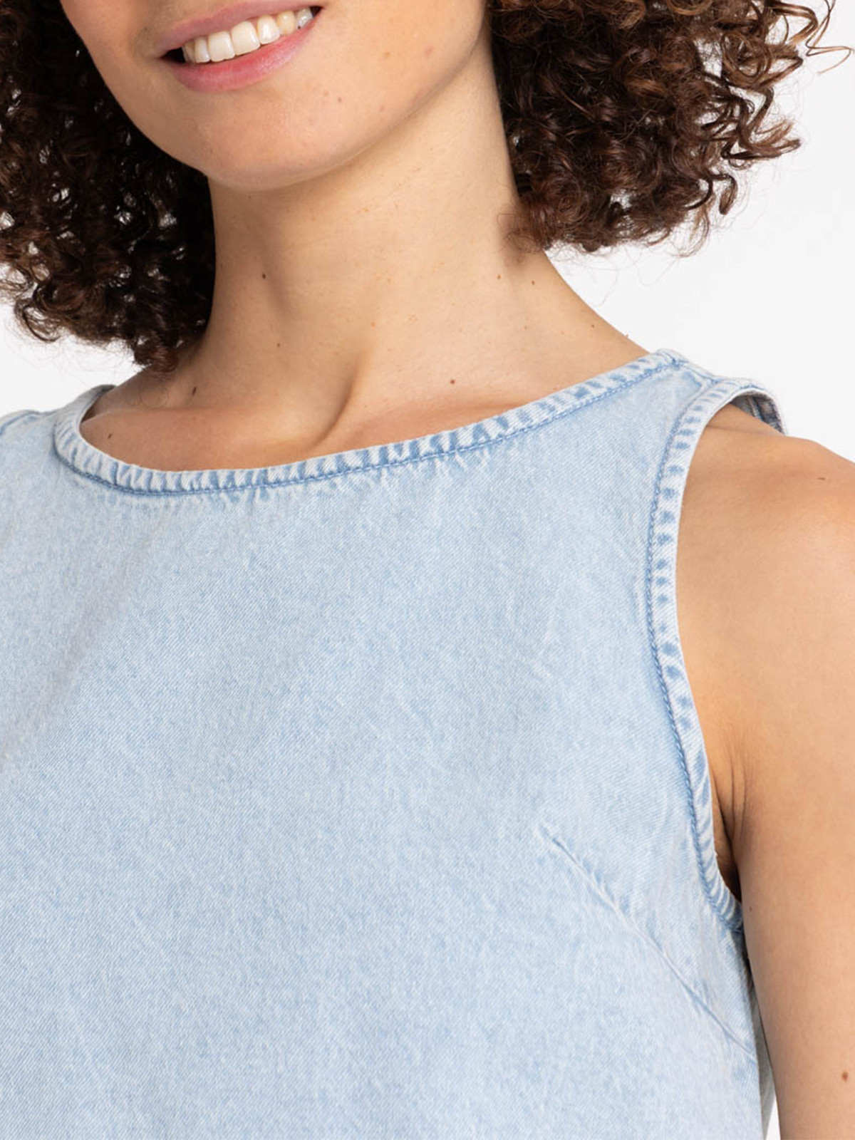 Top denim à bretelles femme