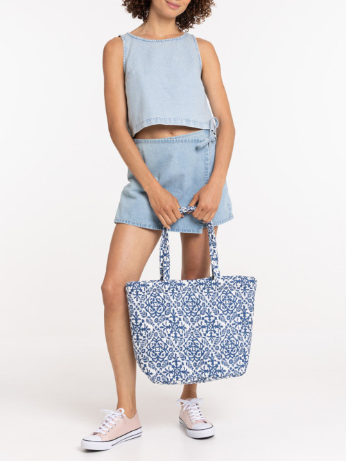 Top denim à bretelles femme