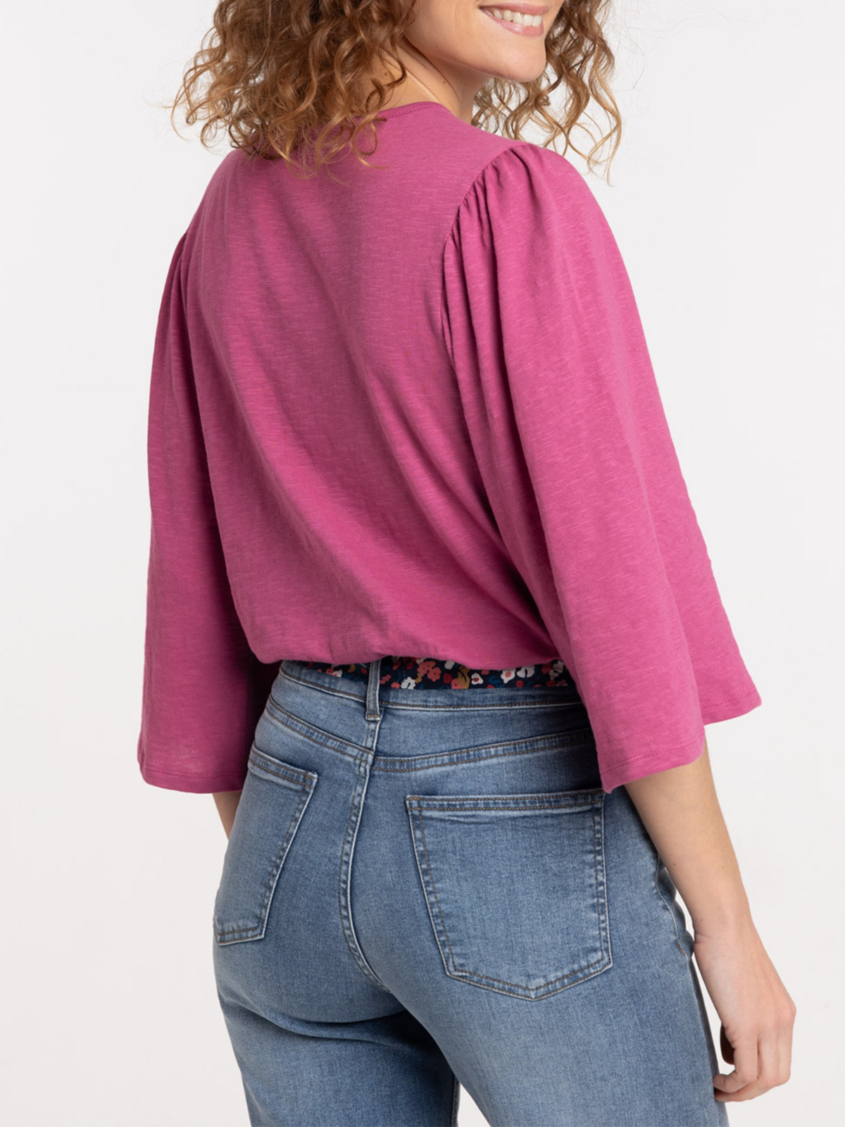 T-shirt aubergine dentelle macramé femme