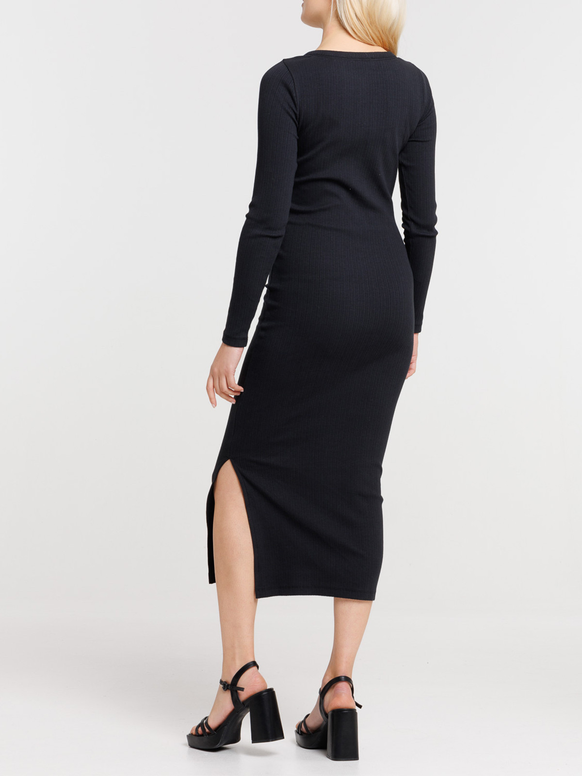 Robe maille côtelée longue femme