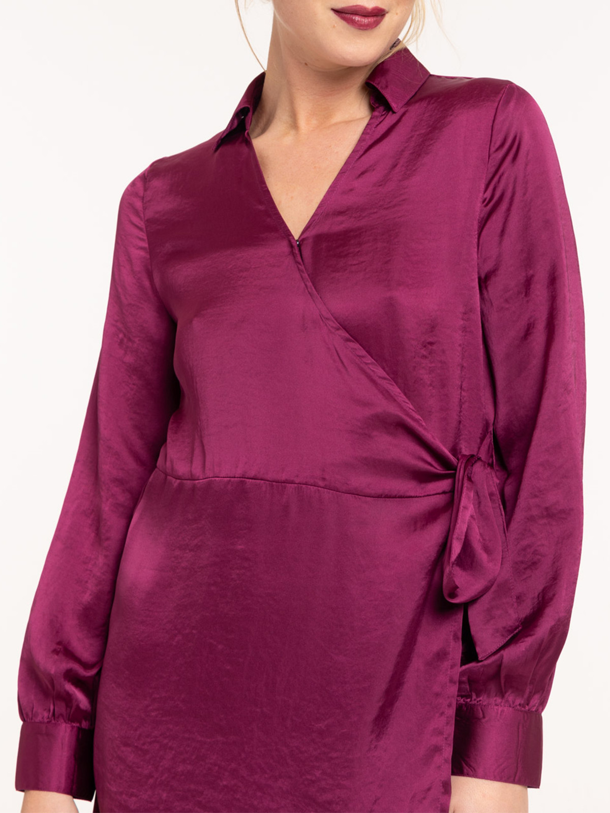 Robe satinée dark raisin femme