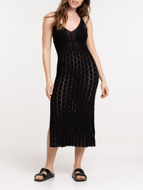 Robe longue crochet noire...