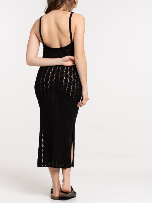 Robe longue crochet noire...