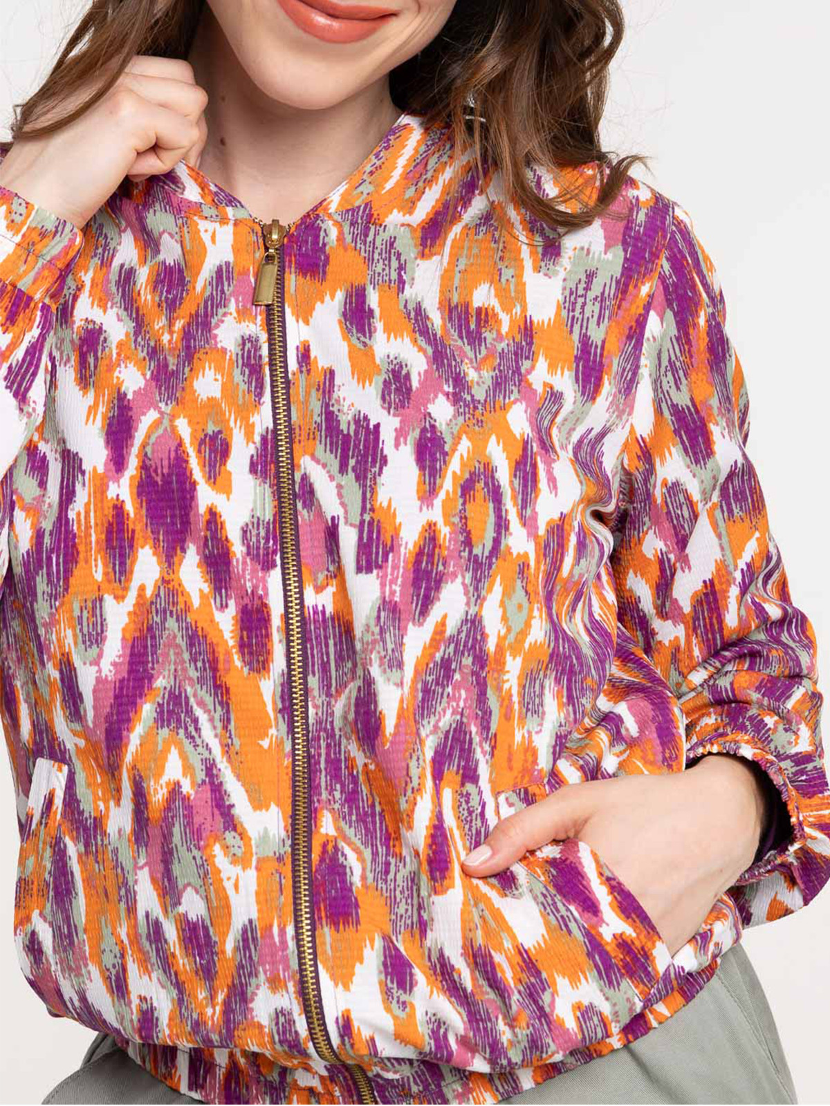 Veste teddy imprimé zippé femme Veste teddy imprimé zippé femme