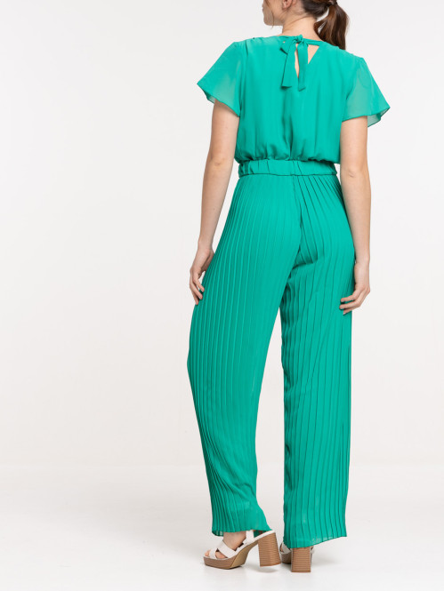 Combinaison plissée coloris gazon femme Combinaison plissée coloris gazon femme