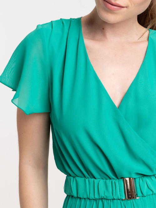 Combinaison plissée coloris gazon femme Combinaison plissée coloris gazon femme