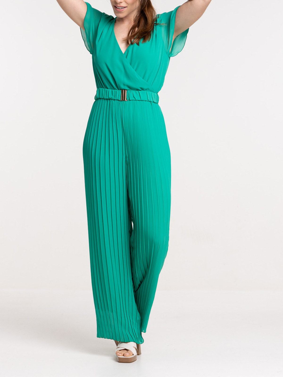 Combinaison plissée coloris gazon femme Combinaison plissée coloris gazon femme