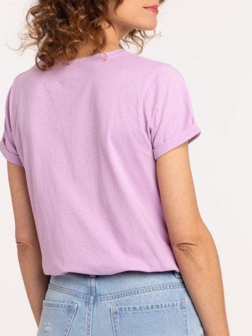 T-shirt floral col rond femme