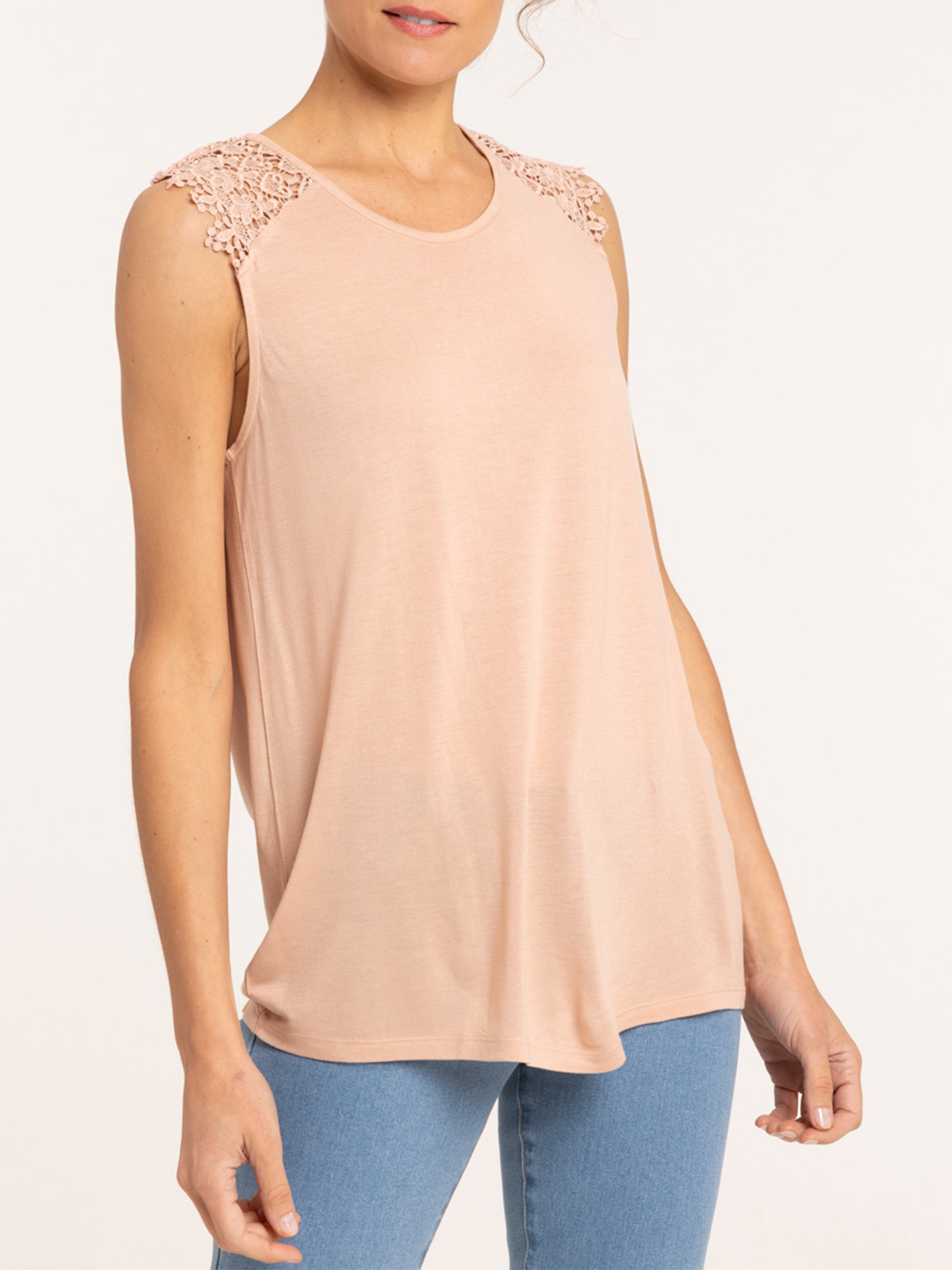 Débardeur dentelle rose fané femme Débardeur dentelle rose fané femme
