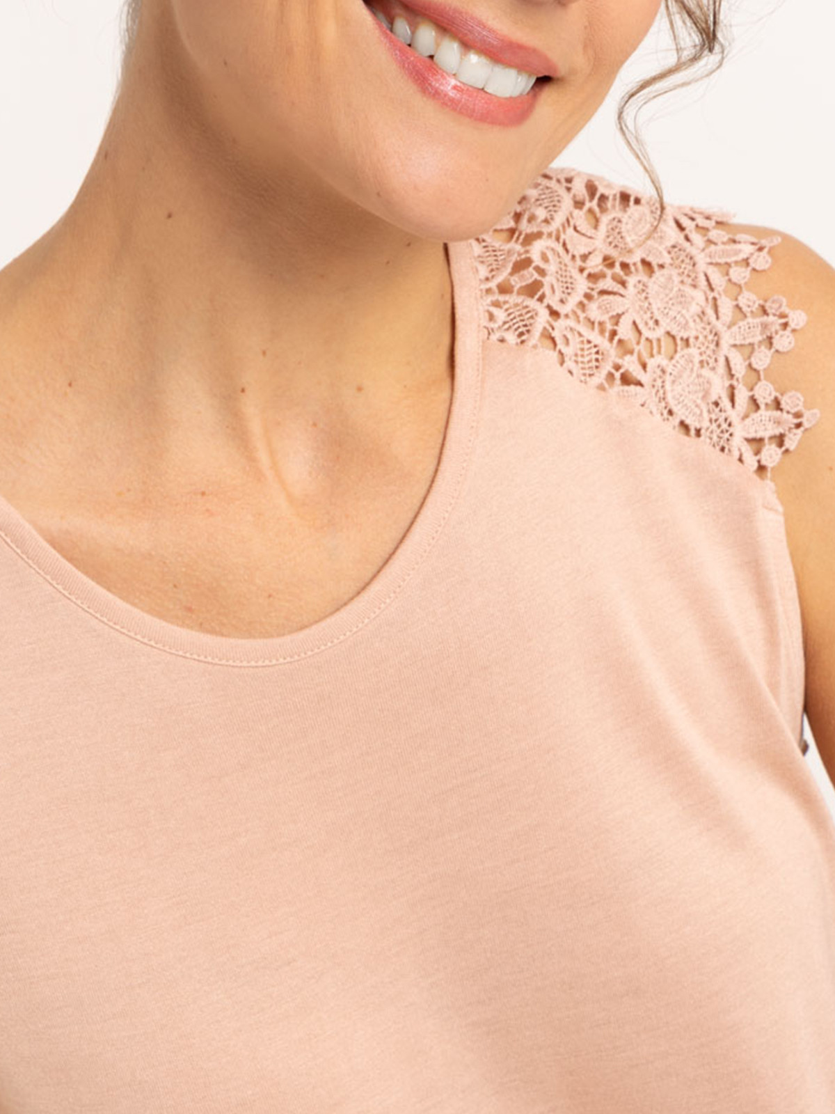 Débardeur dentelle rose fané femme Débardeur dentelle rose fané femme
