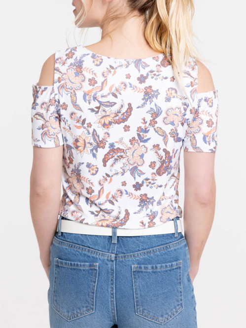 T-shirt fleuri épaules...