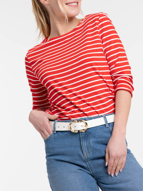 T-shirt rouge rayé écru femme T-shirt rouge rayé écru femme