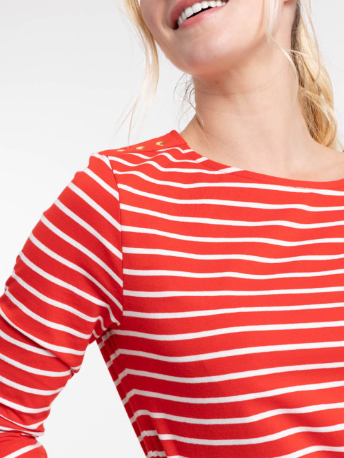 T-shirt rouge rayé écru femme T-shirt rouge rayé écru femme