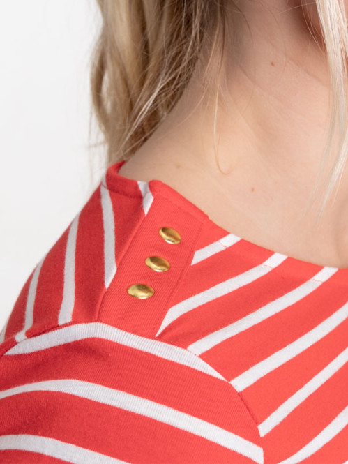 T-shirt rouge rayé écru femme T-shirt rouge rayé écru femme