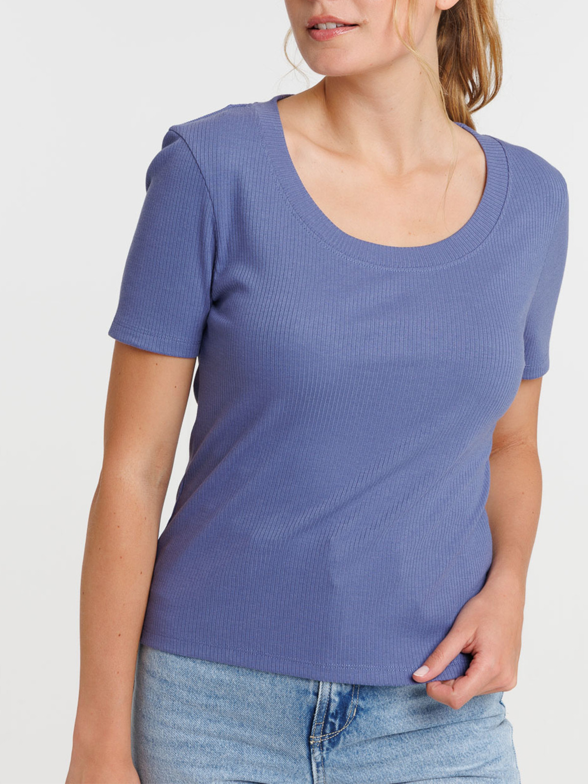 T-shirt côtelé sunset blue femme T-shirt côtelé sunset blue femme