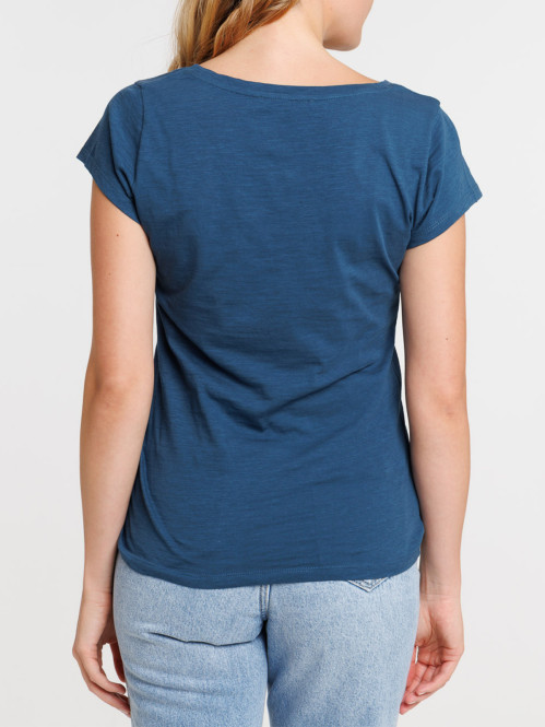 T-shirt femme col V avec...