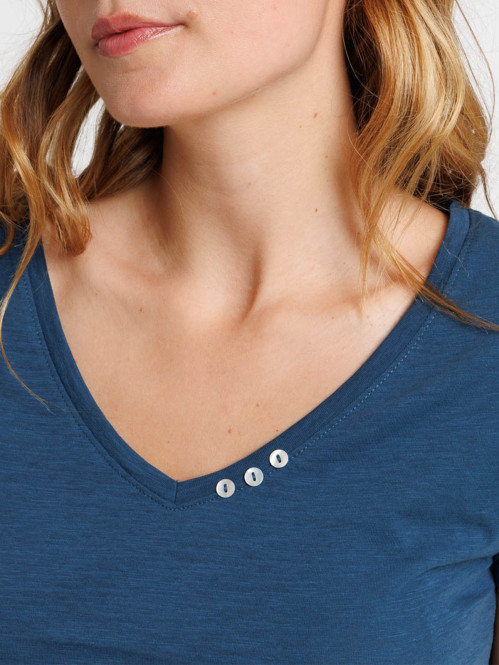 T-shirt femme col V avec...