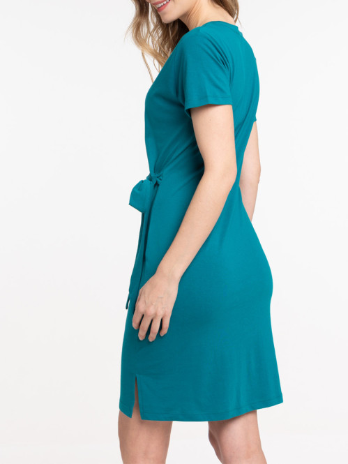 Robe nouée coloris émeraude...